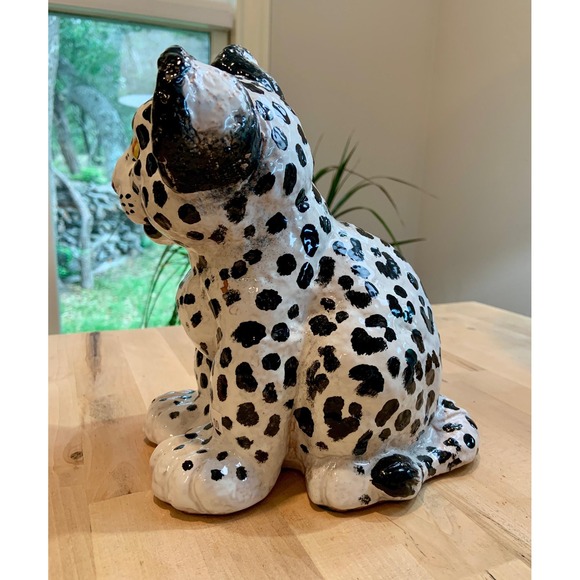 Vintage Mid-Century Majolica Leopard Cub White and Black made in Italy - Picture 3 of 6